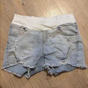 Distressed Denim Maternity Shorts